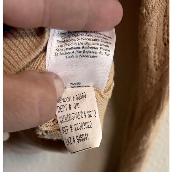 Long Sleeve Button Up Cardigan Granola Girl Y2K Eddie Bauer womens Size M Tan - Picture 6 of 8